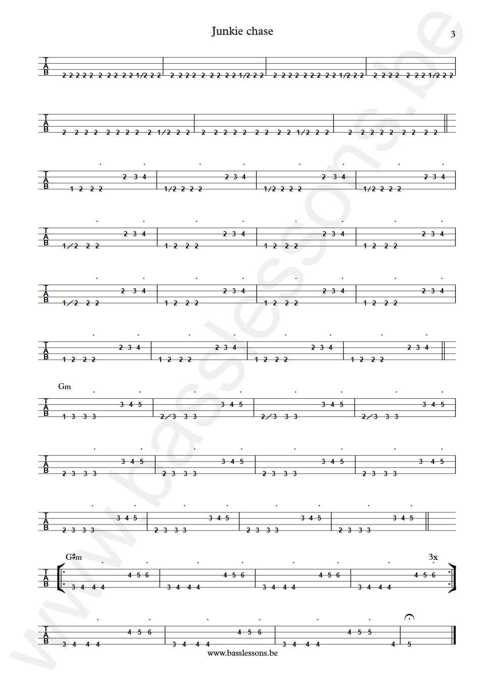 Curtis Mayfield Junkie Chase Joseph Lucky Scott Bass Tabs part 3