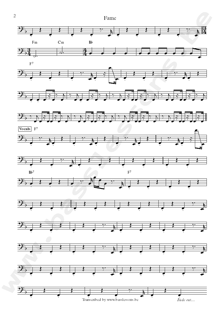 David Bowie fame bass transcription part 2