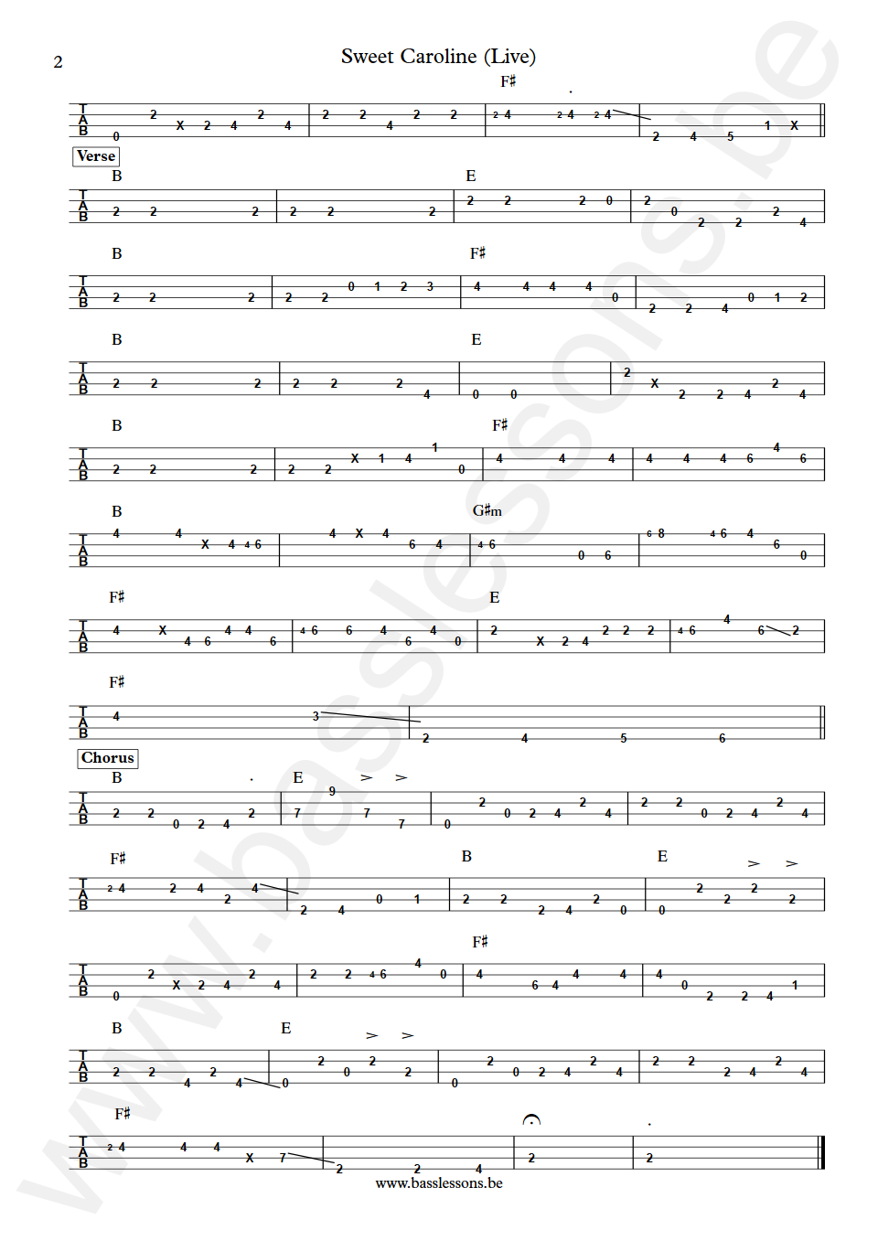 Elvis Presley Sweet Caroline (Live) Jerry Scheff  Bass Tab part 2