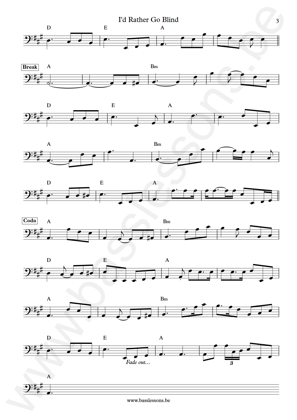 Margie Joseph Id Rather Go Blind Jerry Jemmott Bass Transcription part 3