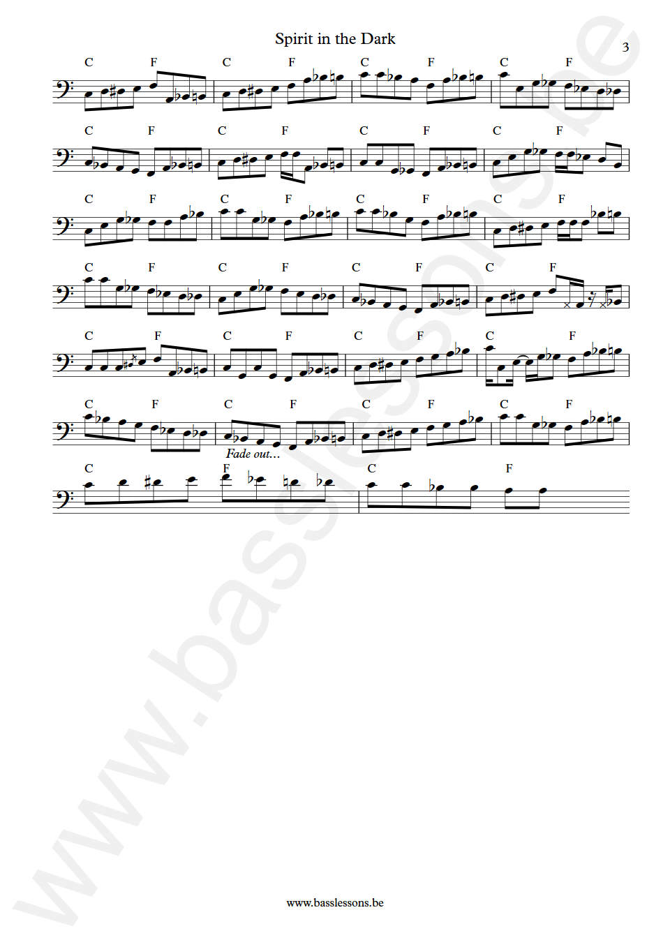 Aretha Franklin Spirit in the Dark Tommy McClure Bass Transcription part 3