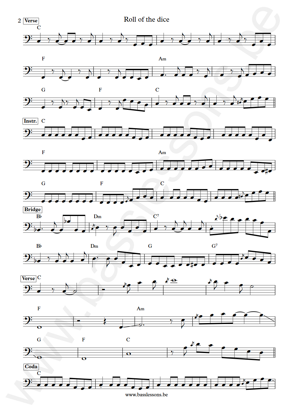 Bruce Springsteen Roll of the dice Randy Jackson Bass Transcription part 2