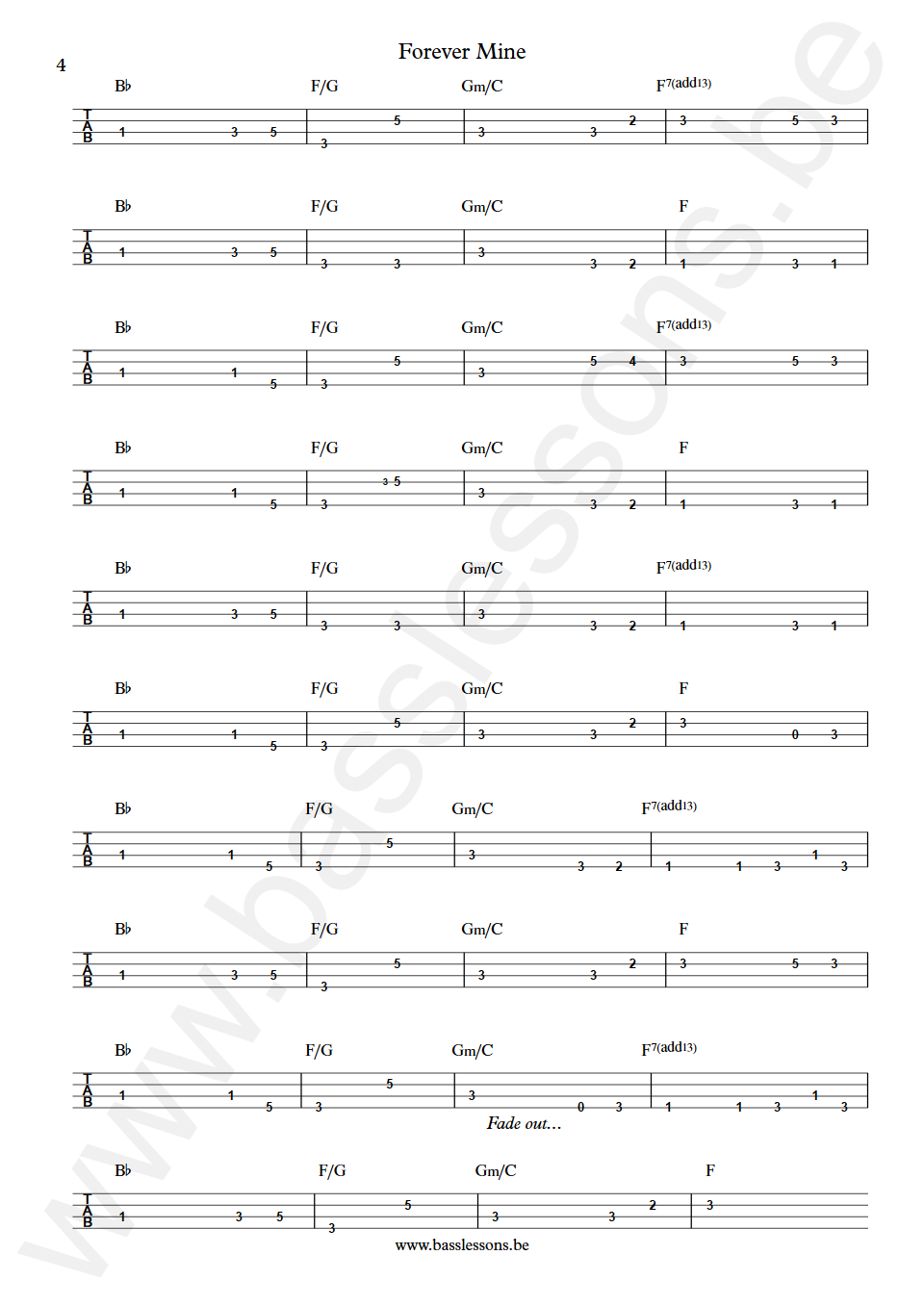 The O'Jays Forever Mine John Williams Bass Tabs part 4