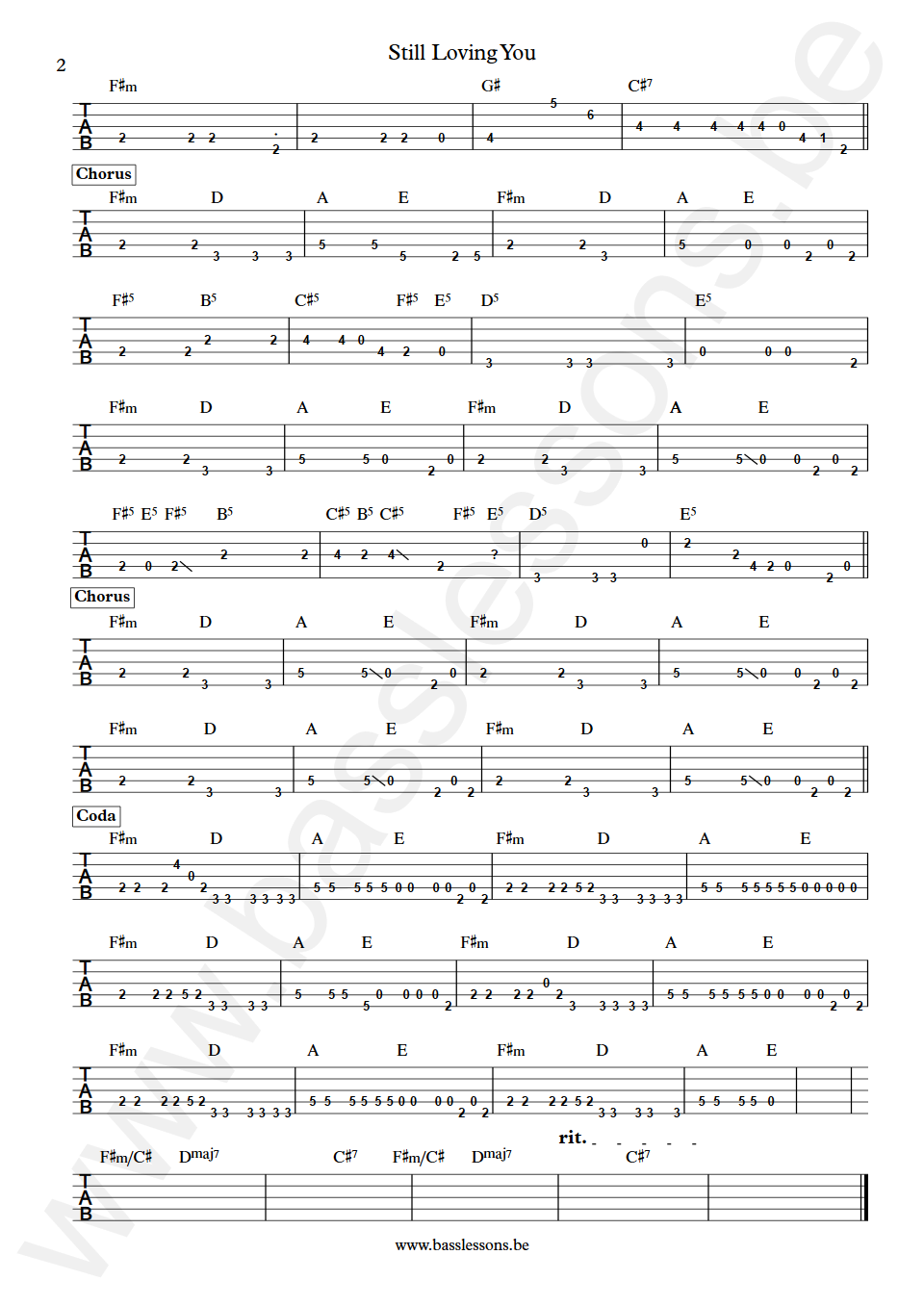 Scorpions Still Loving You Francis Buchholz Bass 5-string Tabs part 2