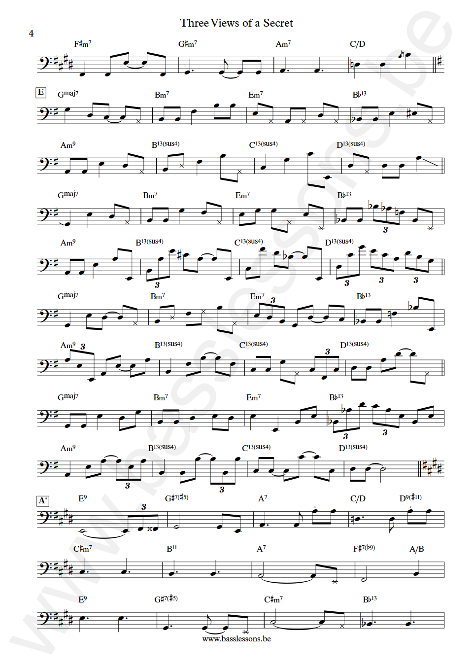 Bob Mintzer Three Views of a Secret Jeff Andrews Bass Transcription part 4