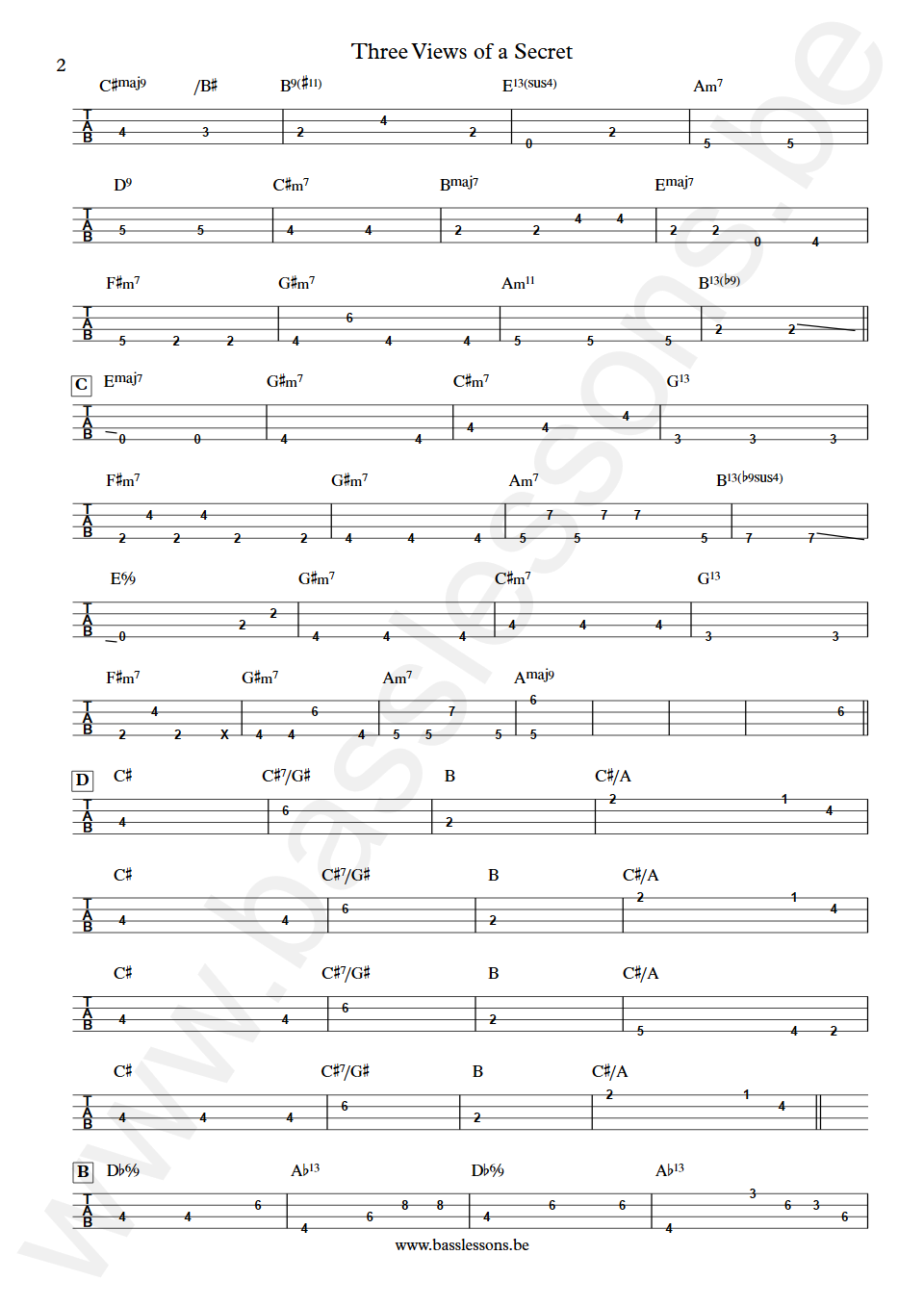 Bob Mintzer Three Views of a Secret Jeff Andrews Bass Tabs part 2