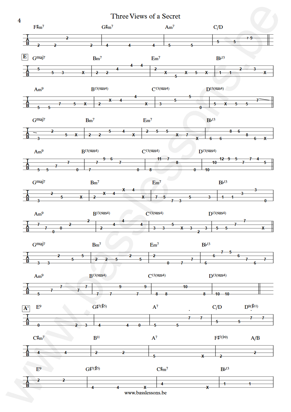 Bob Mintzer Three Views of a Secret Jeff Andrews Bass Tabs part 4