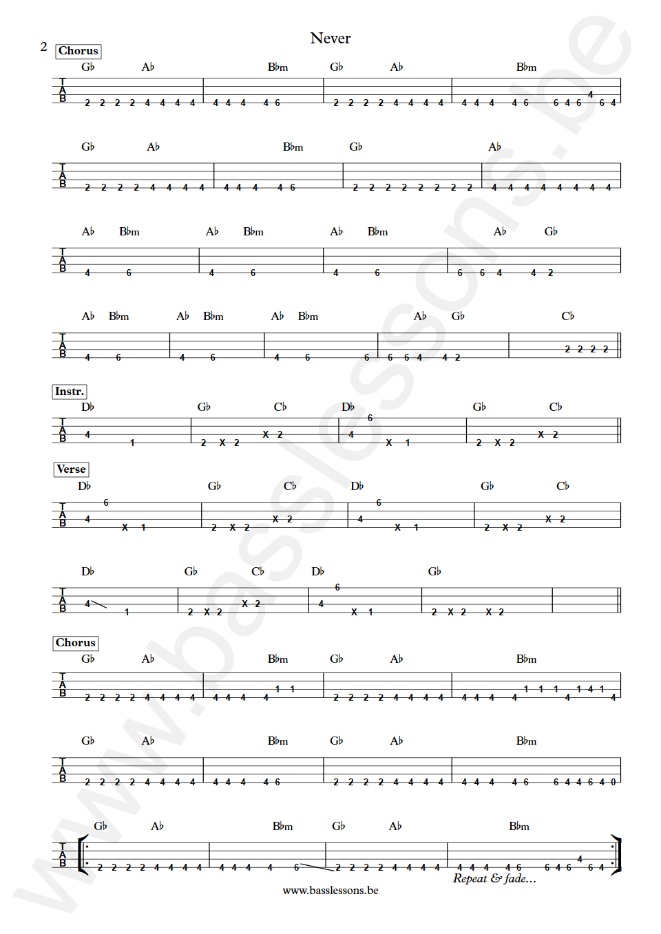Heart Never Mark Andes  Bass Tabs part 2
