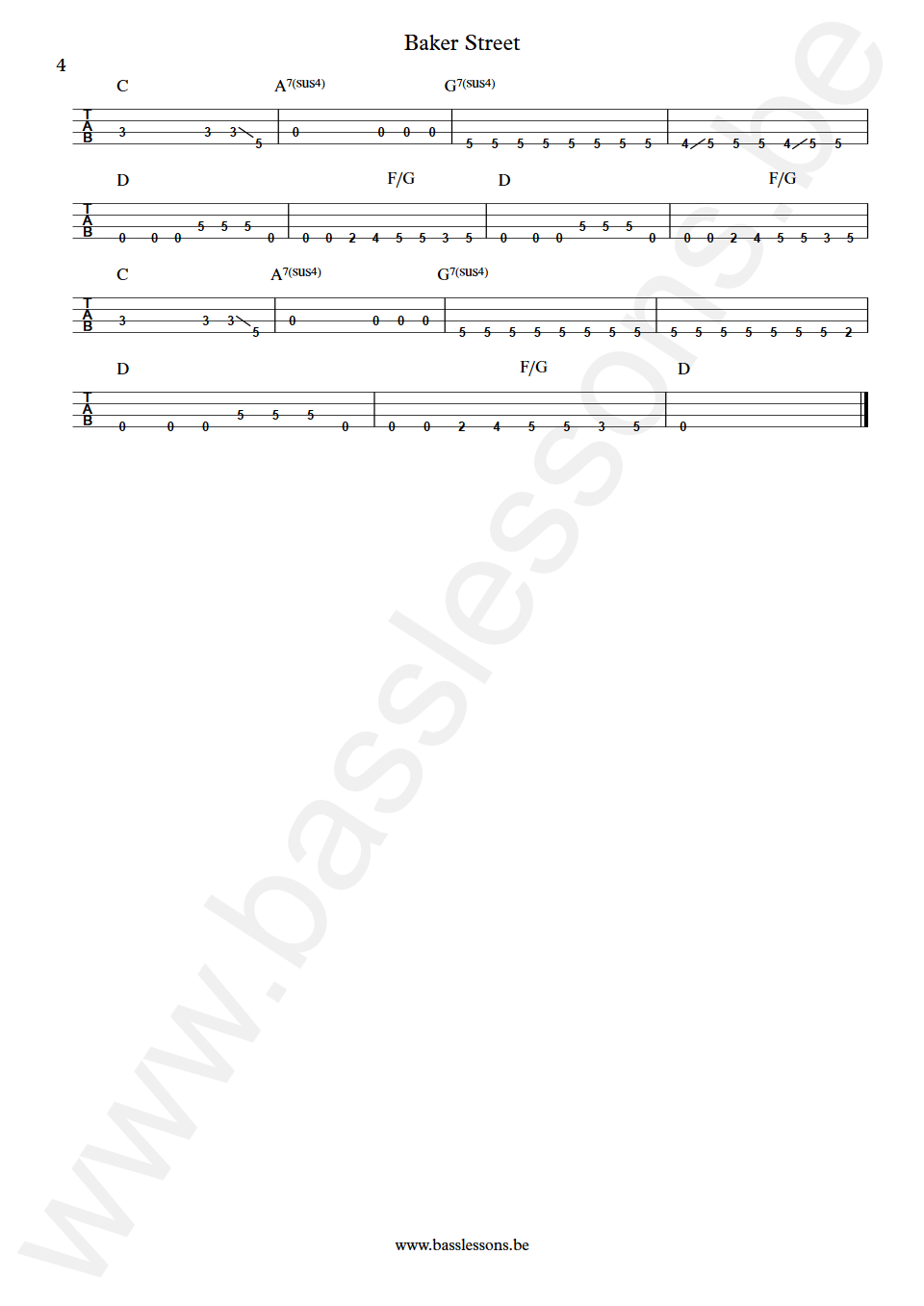 Gerry Rafferty Baker Street Gary Taylor Bass Tabs part 4