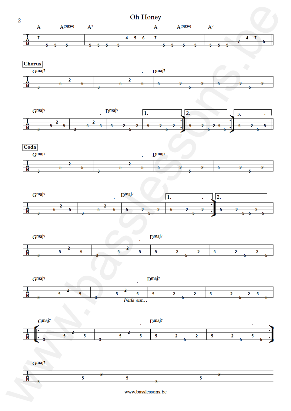 Delegation Oh Honey Gibson John Bass Tabs part 2