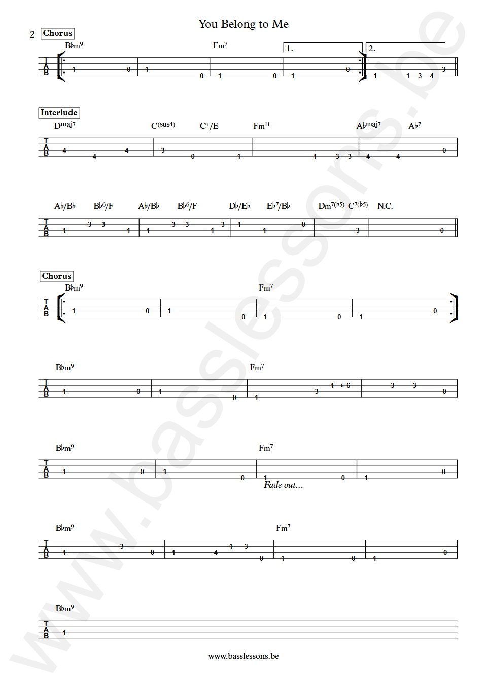 Doobie Brothers You Belong to Me Tiran Porter Bass Tabs part 2