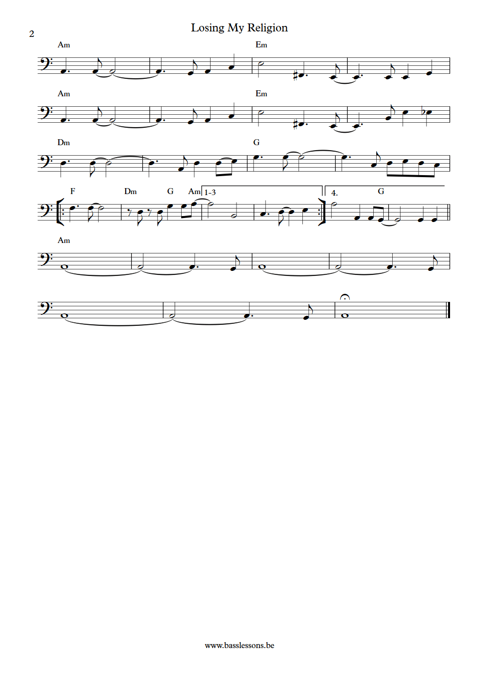 REM losing my religion Mike Mills bass transcription part 2