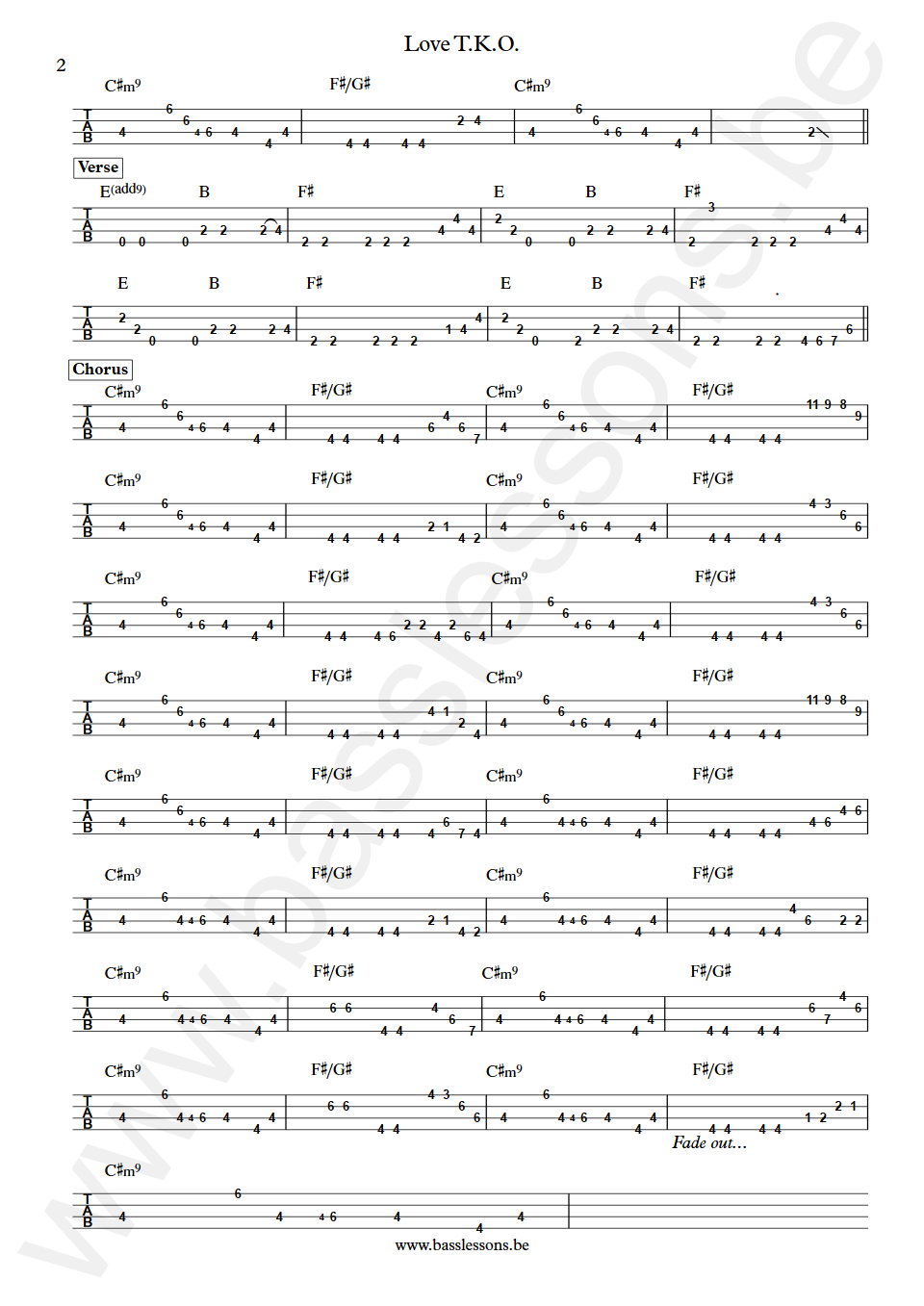 Teddy Pendergrass Love T.K.O James Williams Bass Tabs part 2