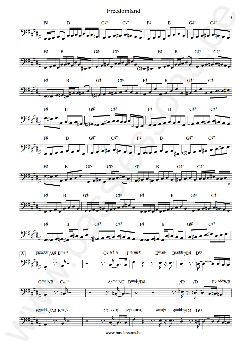 Yellowjackets Freedomland Jimmy Haslip Bass Transcription part 3