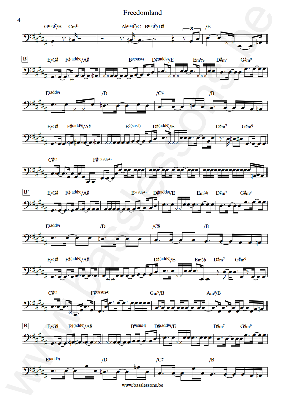 Yellowjackets Freedomland Jimmy Haslip Bass Transcription part 4