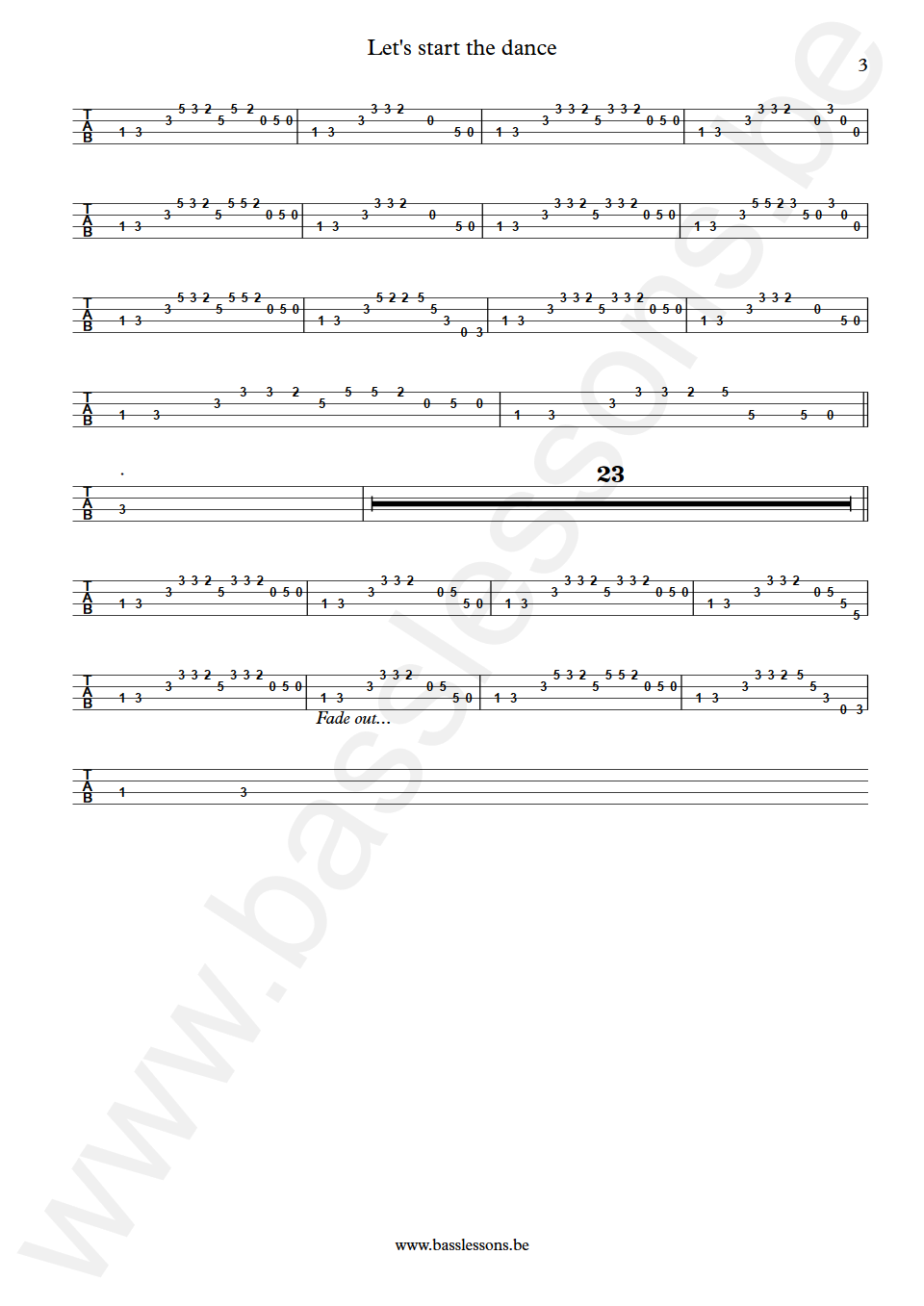 Bohannon Let's start the dance Bass Tab part 3