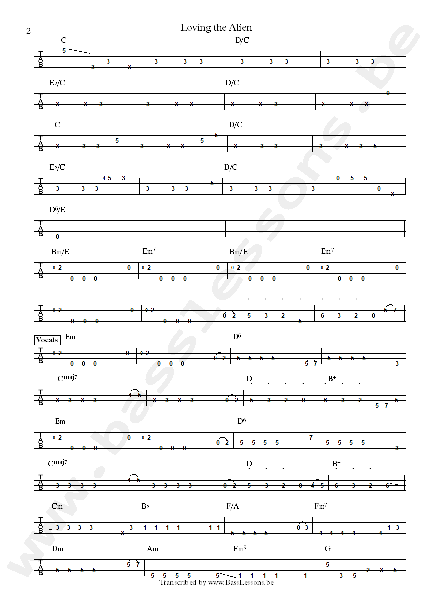 David Bowie loving the alien bass tab part 2