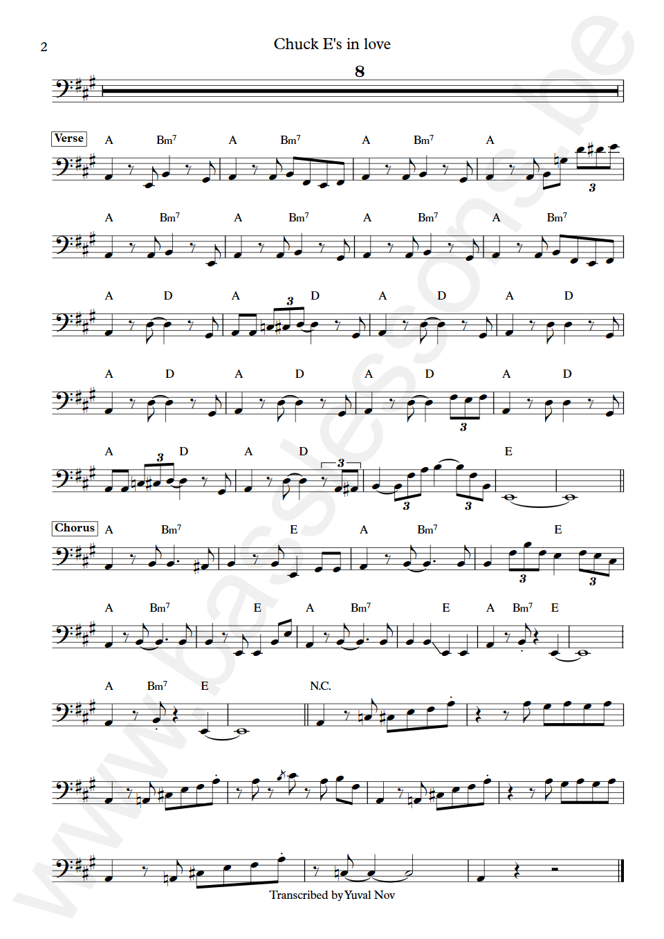 Rickie Lee Jones Chuck Es in love Willie Weeks Bass Transcription part 2