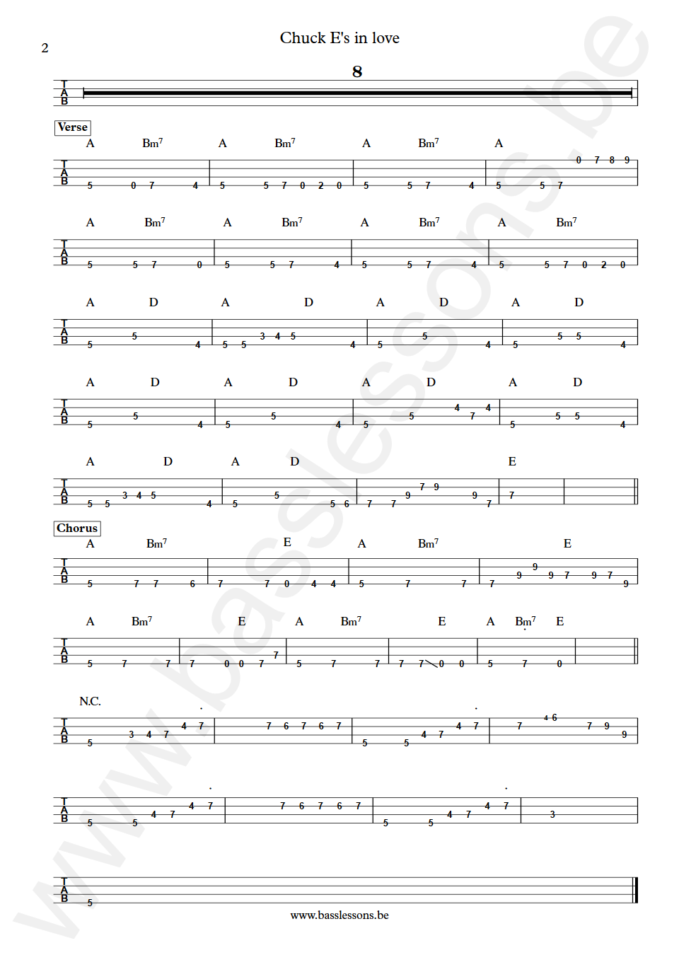 Rickie Lee Jones Chuck Es in love Willie Weeks Bass Tabs part 2