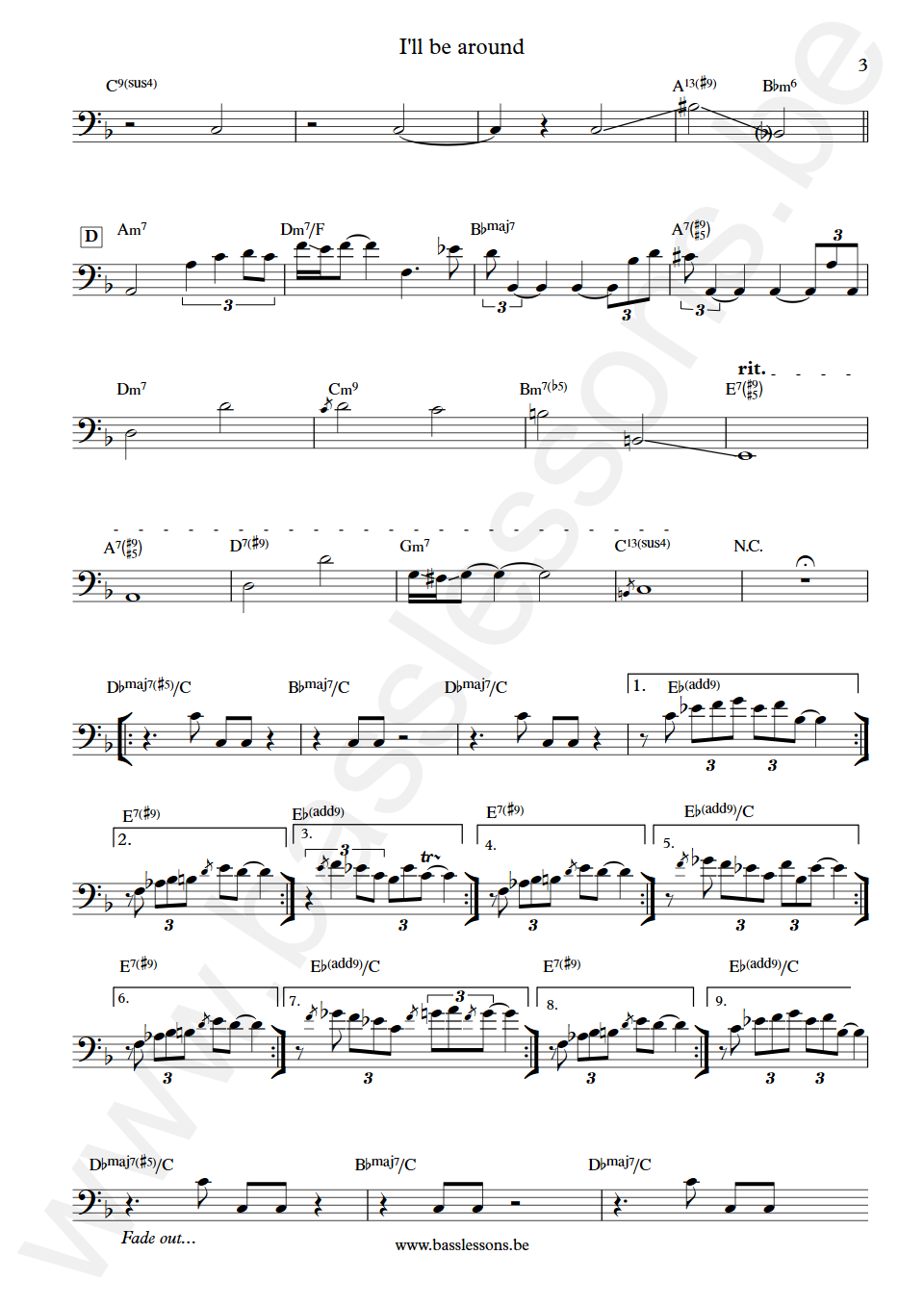 Chaka Khan Ill be around Marcus Miller  Bass Transcription part 3