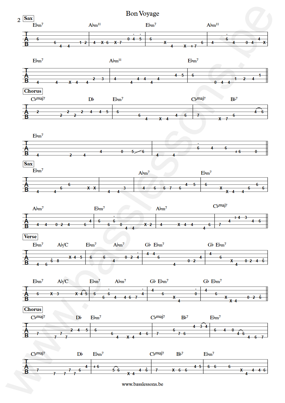 James Senese Bon Voyage Gigi De Rienzo Bass Tabs part 2