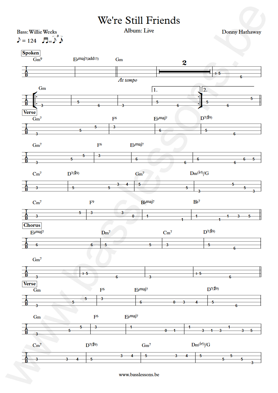 Donny Hathaway We're Still Friends Willie Weeks Bass Tabs