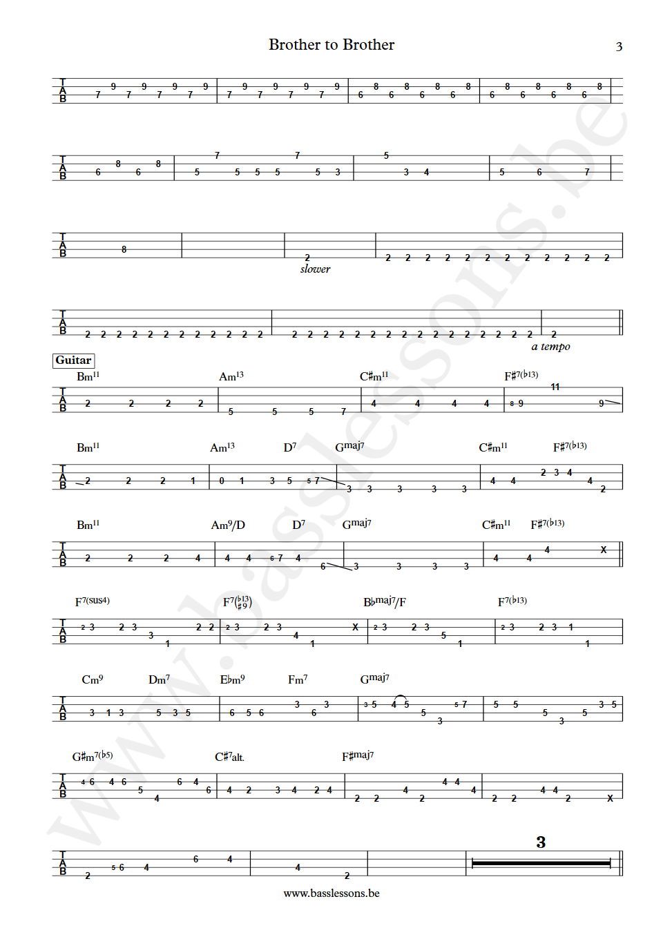 Gino Vanelli Brother to Brother Jimmy Haslip  Bass Tab part 3