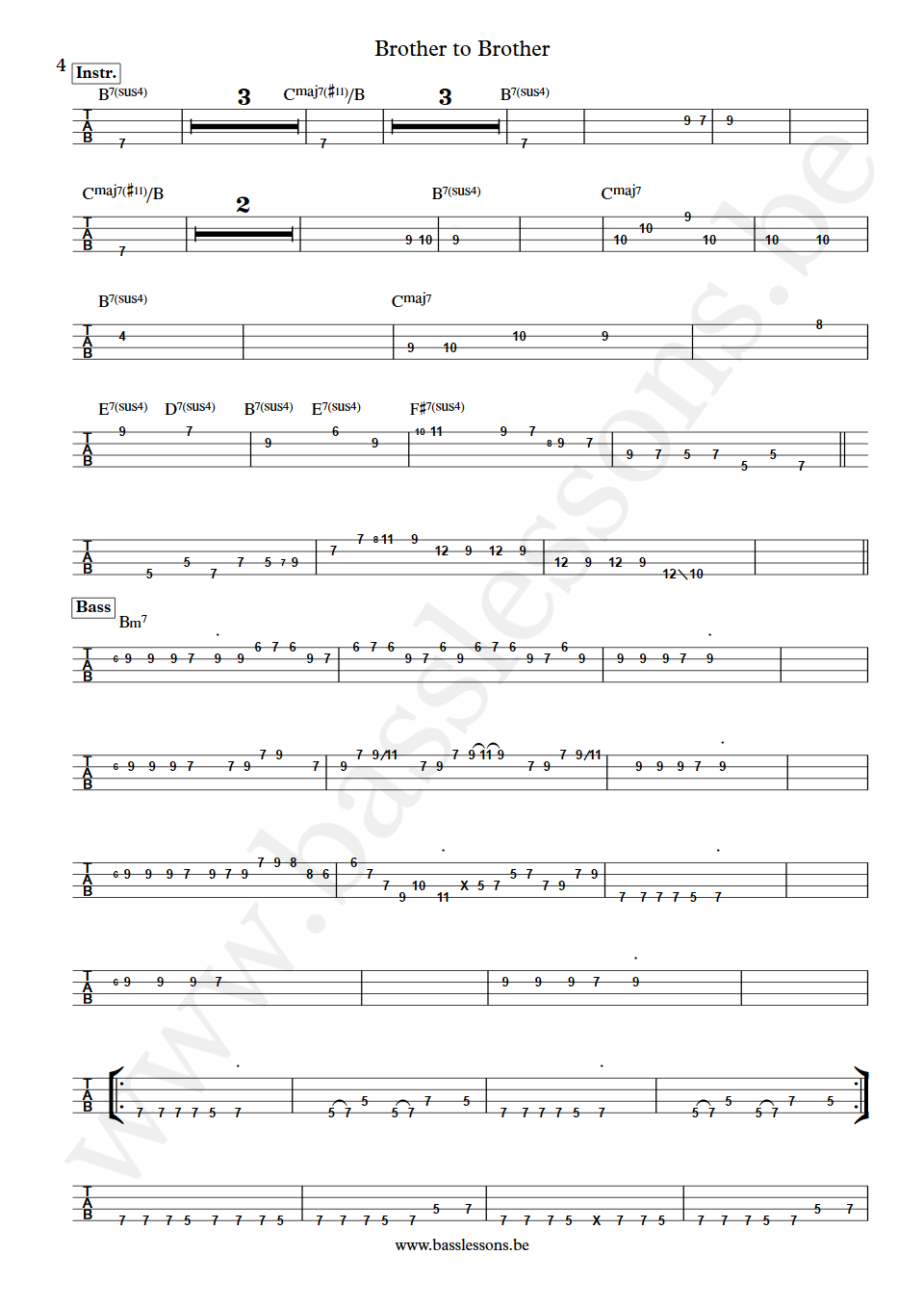 Gino Vanelli Brother to Brother Jimmy Haslip  Bass Tab part 4