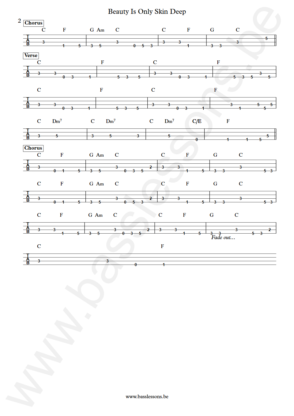 The Temptations Beauty Is Only Skin Deep James Jamerson Bass tab part 2