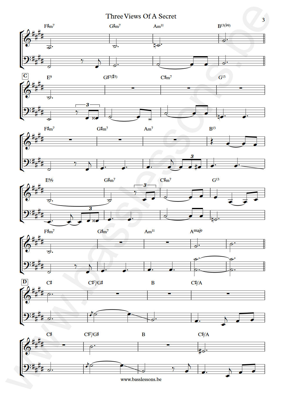 Selma Boragian and Mark Egan Three Views Of A Secret Mark Egan Bass Transcription part 3