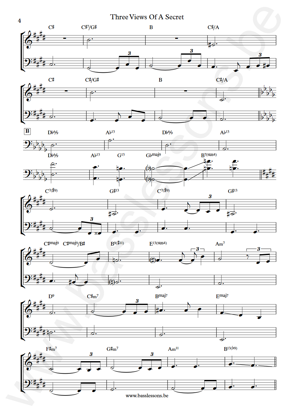 Selma Boragian and Mark Egan Three Views Of A Secret Mark Egan Bass Transcription part 4