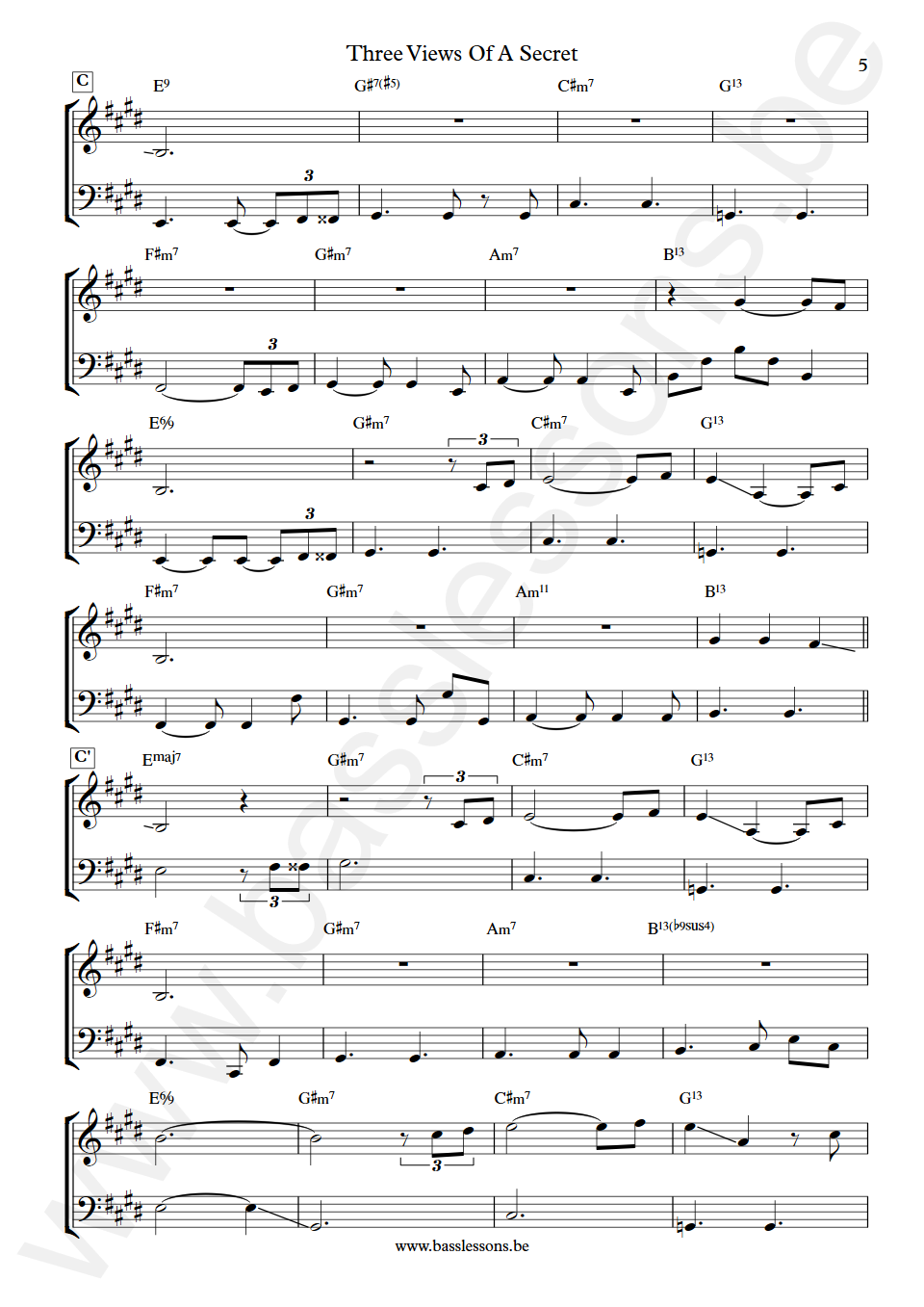 Selma Boragian and Mark Egan Three Views Of A Secret Mark Egan Bass Transcription part 5