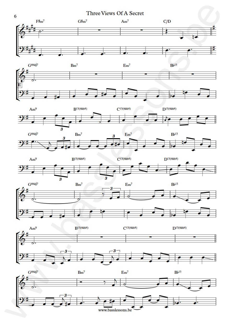 Selma Boragian and Mark Egan Three Views Of A Secret Mark Egan Bass Transcription part 6