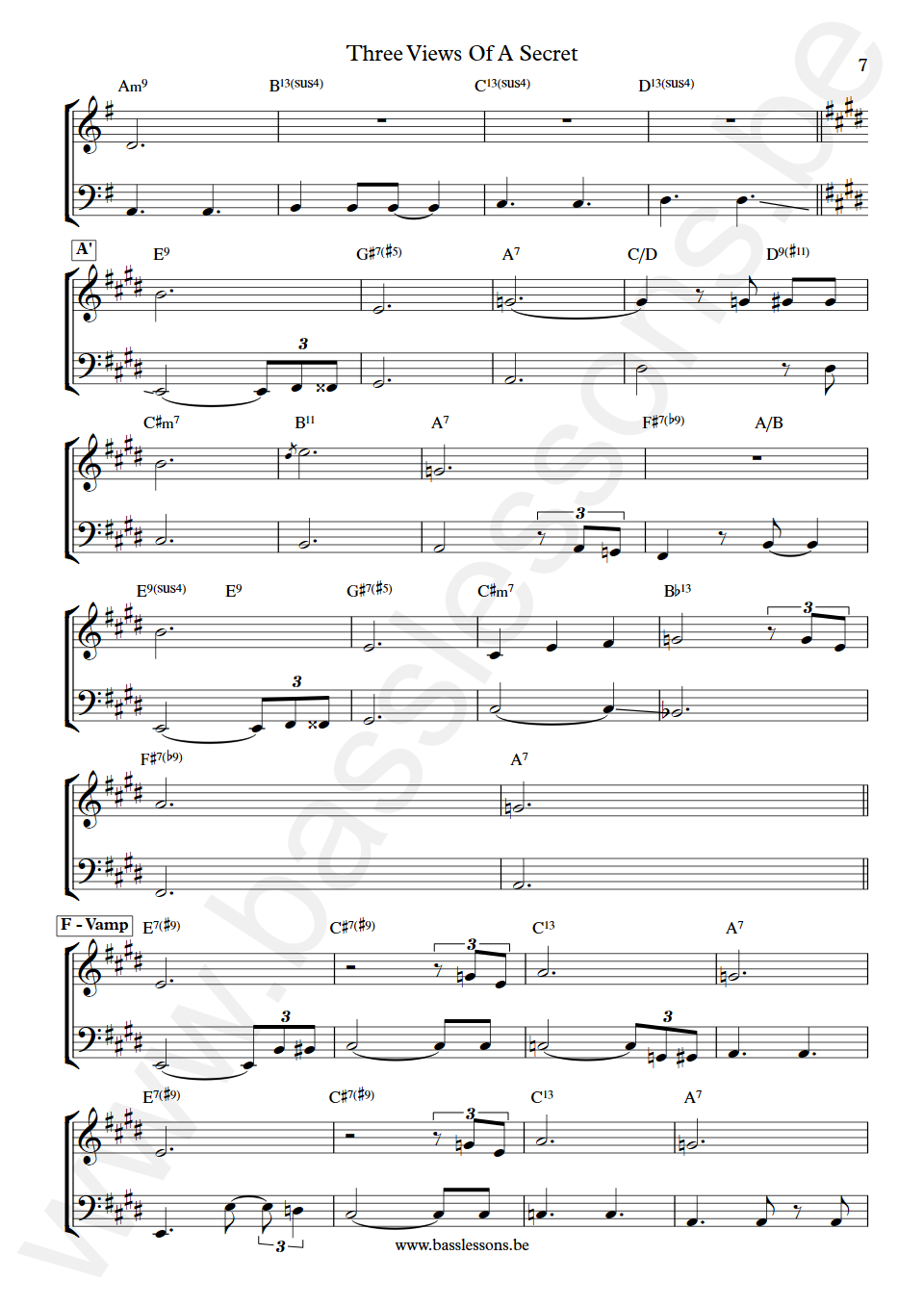 Selma Boragian and Mark Egan Three Views Of A Secret Mark Egan Bass Transcription part 7
