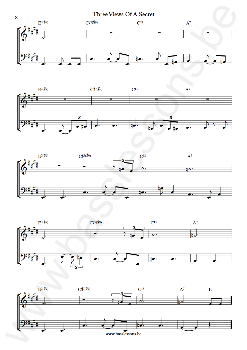 Selma Boragian and Mark Egan Three Views Of A Secret Mark Egan Bass Transcription part 8