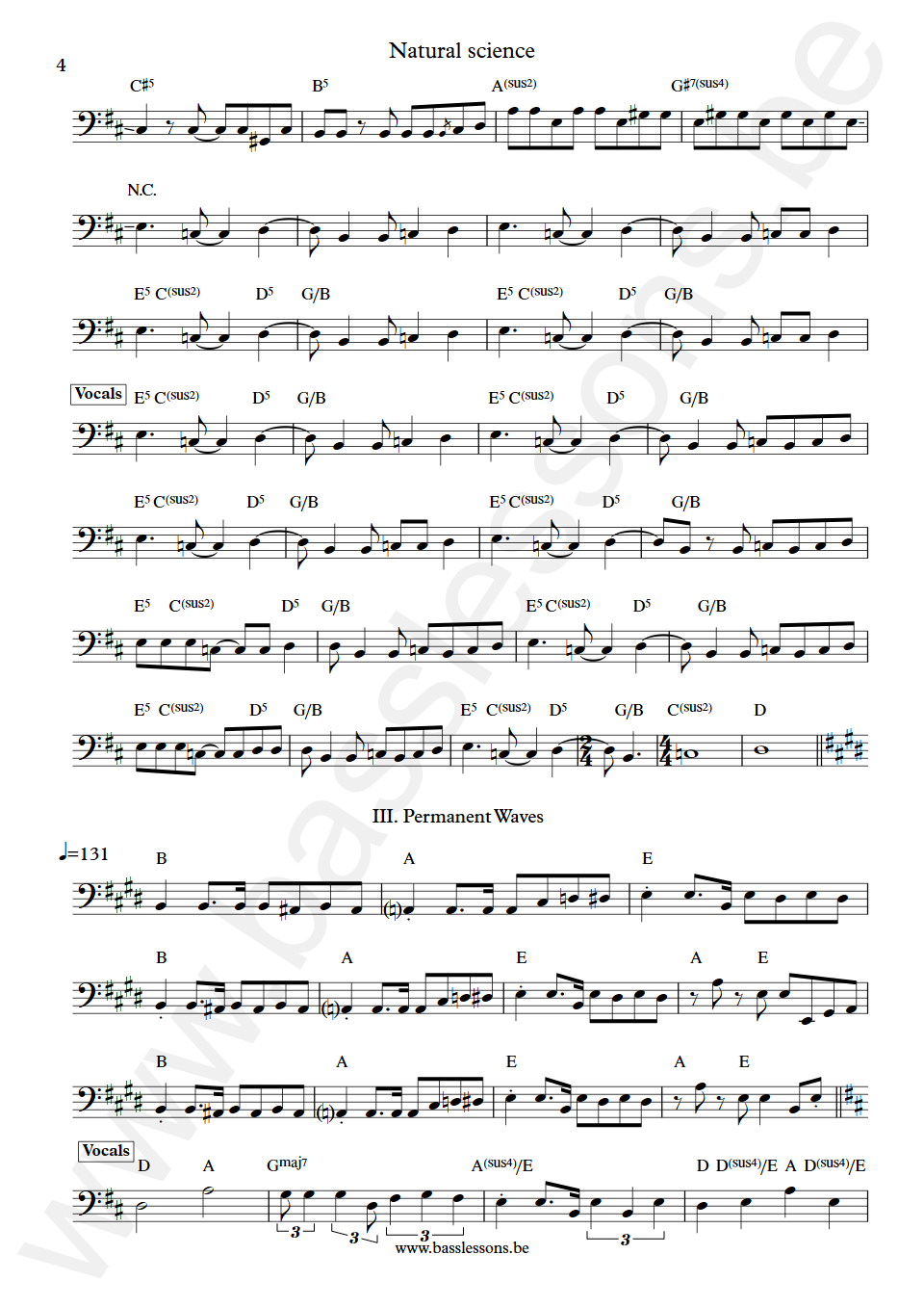 Rush Natural science Geddy Lee Bass Transcription part 4