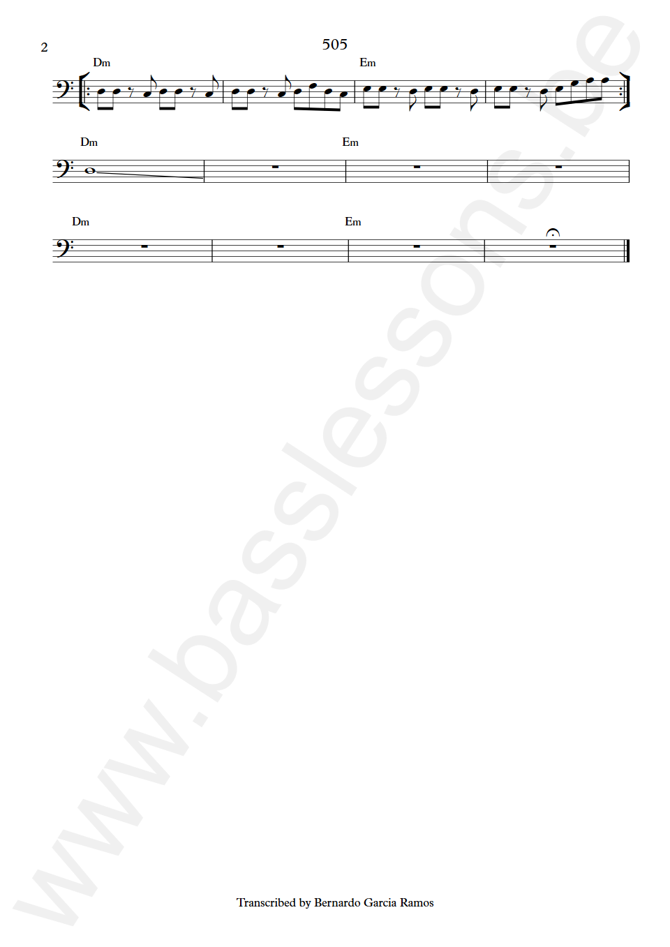 Arctic Monkeys 505 Nick O'Malley Bass Transcription part 2