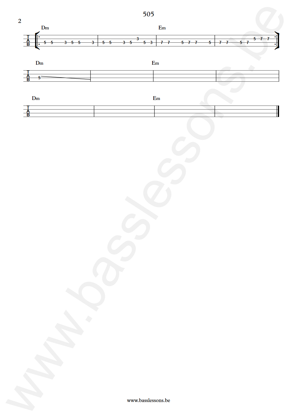Arctic Monkeys 505 Nick O'Malley Bass Tab part 2