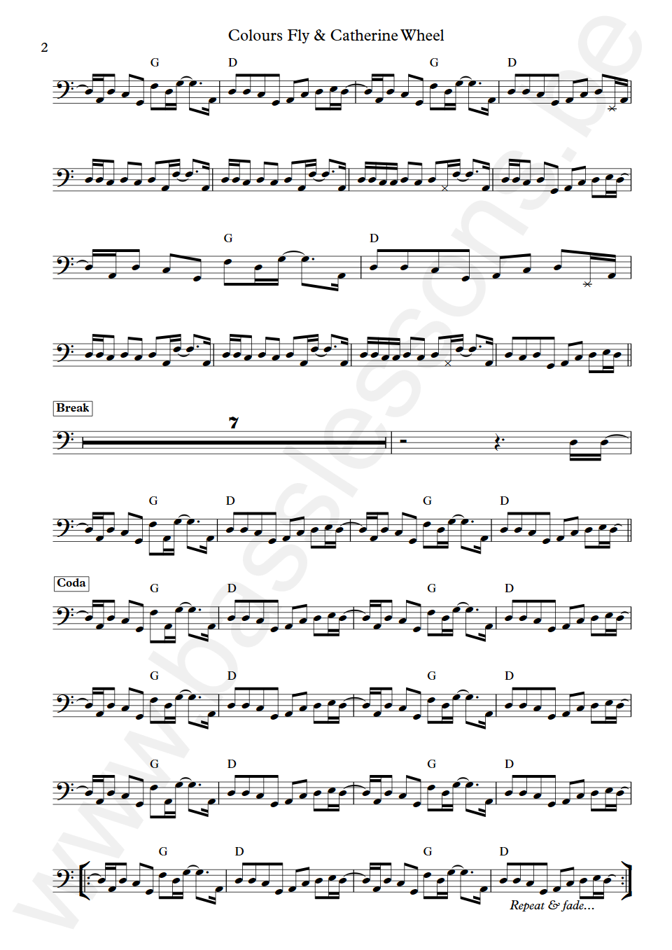 Simple Minds Colours Fly & Catherine Wheel Derek Forbes  Bass Transcription part 2