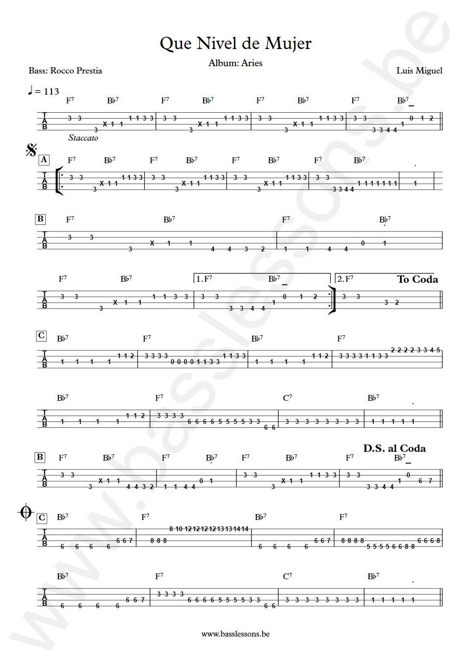 Luis Miguel Francis Rocco Prestia Bass Tab
