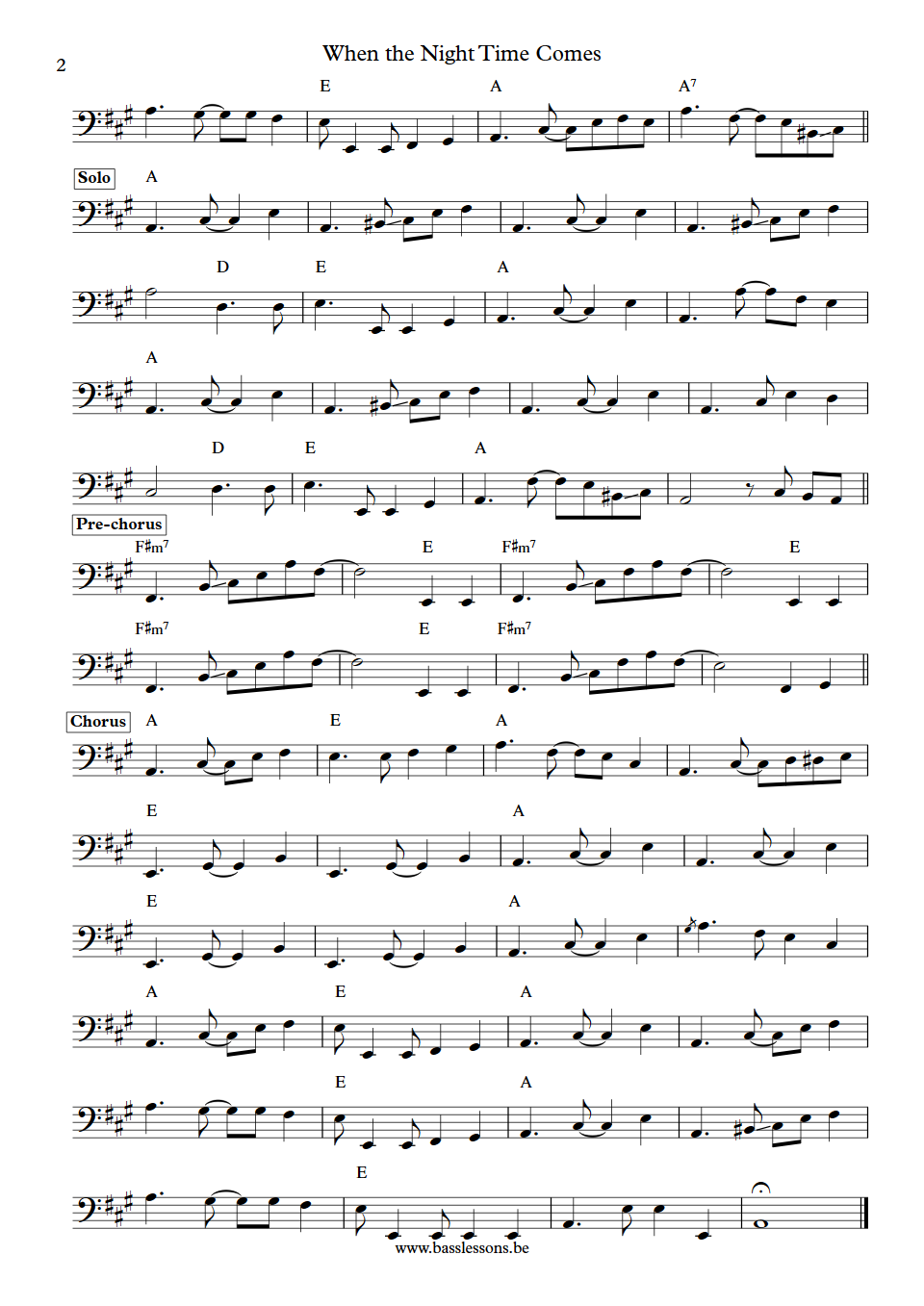 Ray Bonneville When the Night Time Comes Pat Donaldson Bass Transcription part 2