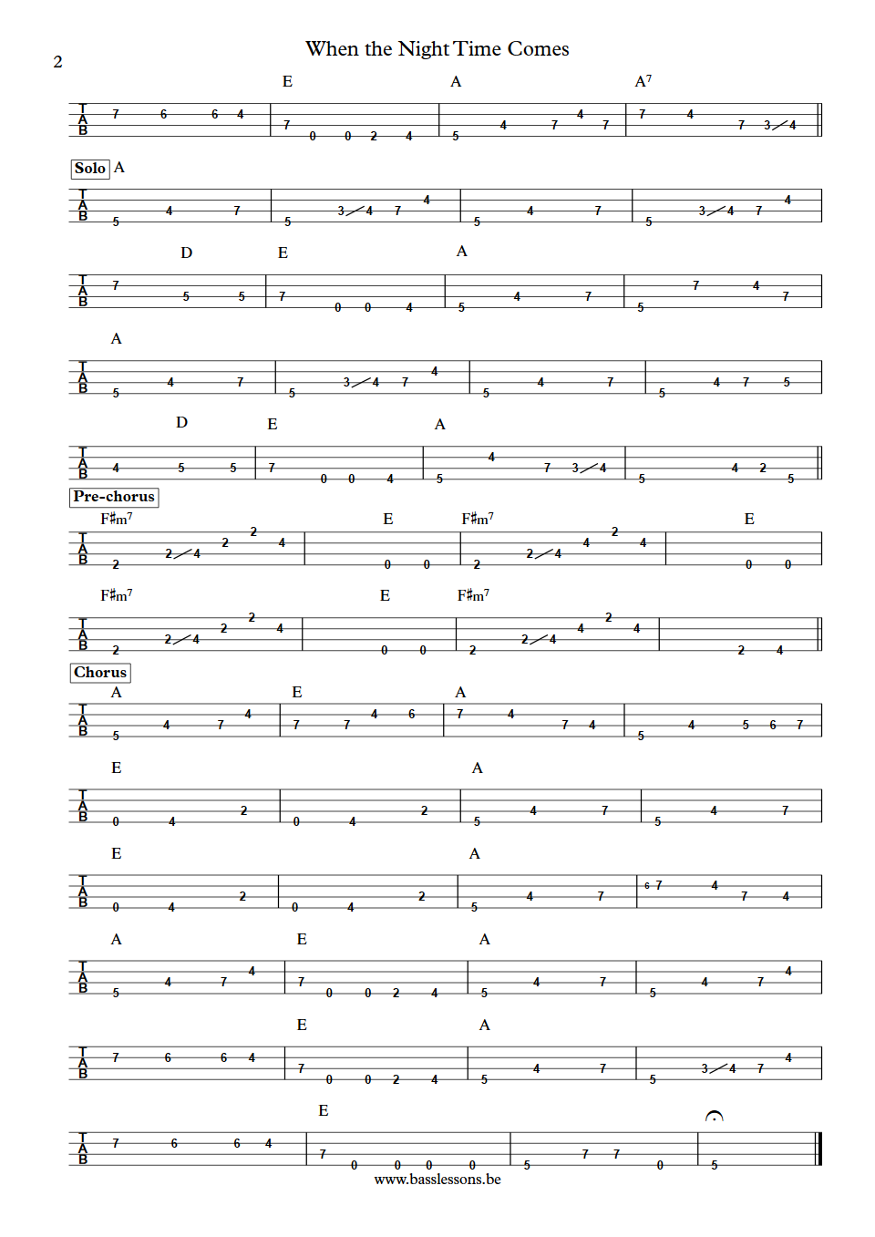 Ray Bonneville When the Night Time Comes Pat Donaldson Bass Tab part2