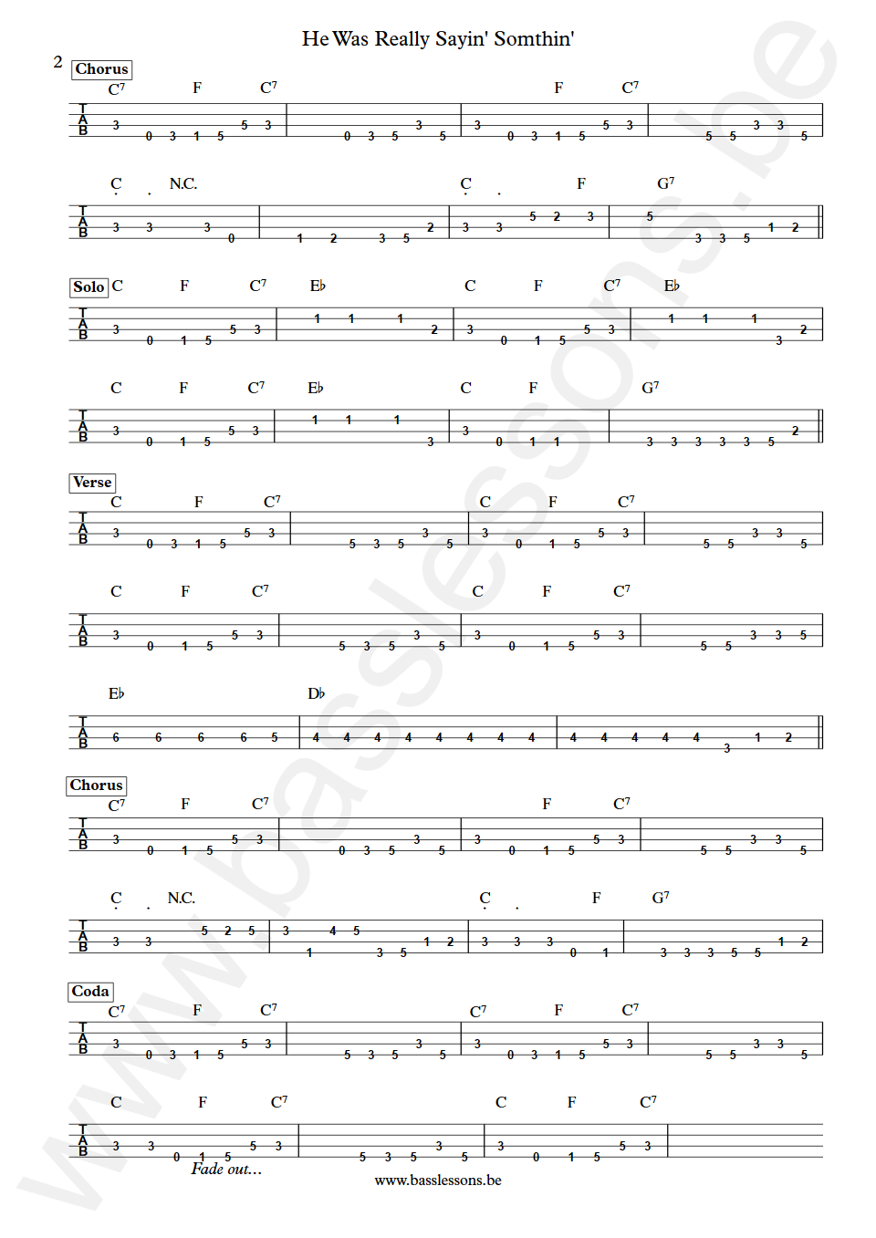 The Marvelettes He Was Really Sayin Somthin James Jamerson Bass Tab part 2