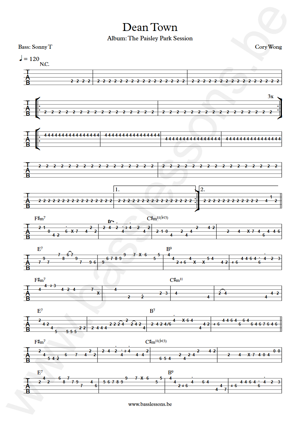 Cory Wong Dean Town Sonny T Bass Tab