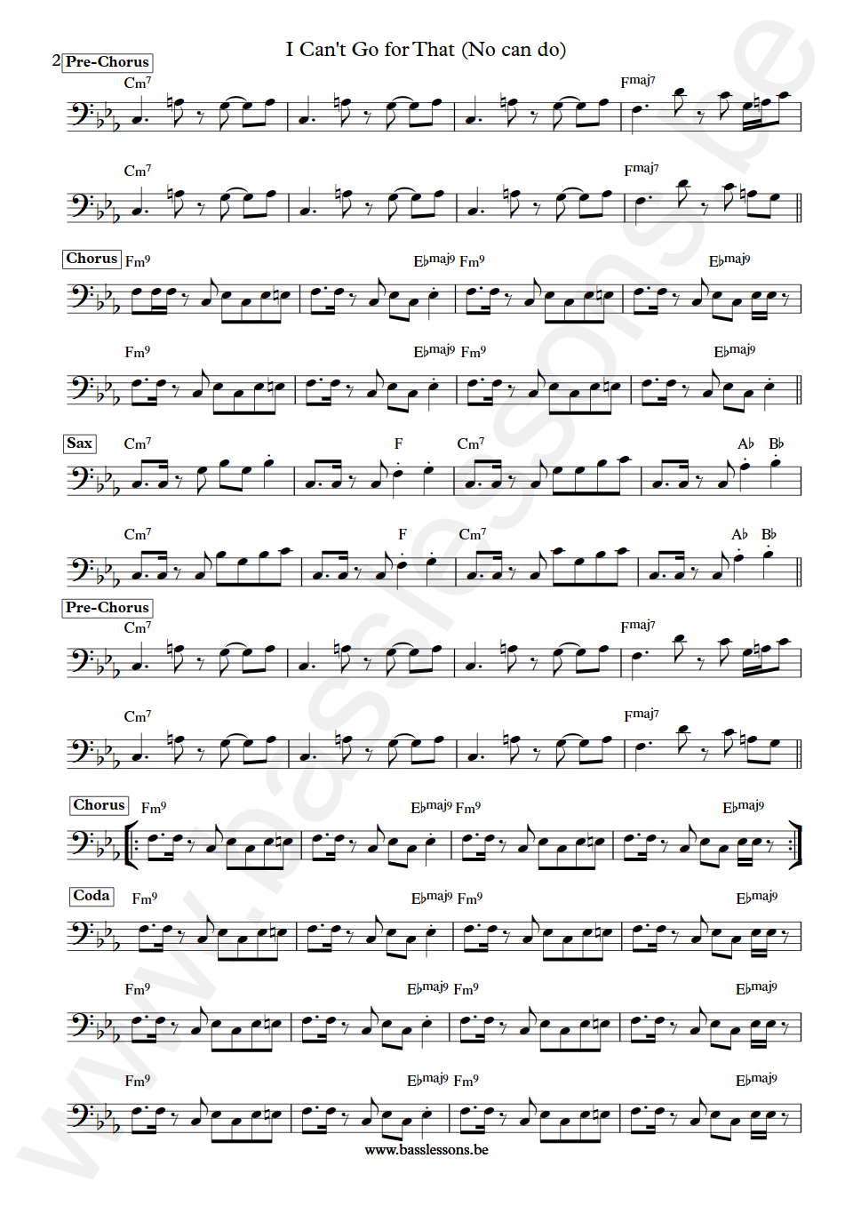 Hall & Oates I Can't Go for That John Siegler Bas Transcriptie deel 2