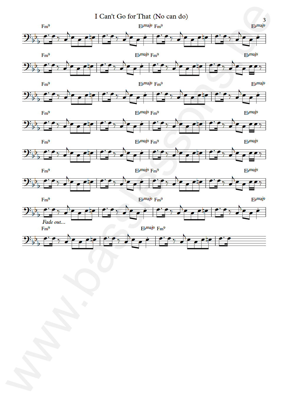 Hall & Oates I Can't Go for That John Siegler Bas Transcriptie deel 3