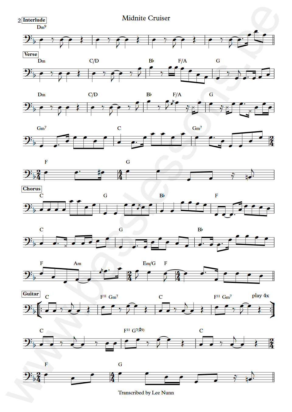 Steely Dan Midnite Cruiser Walter Becker Bass Transcription part 2