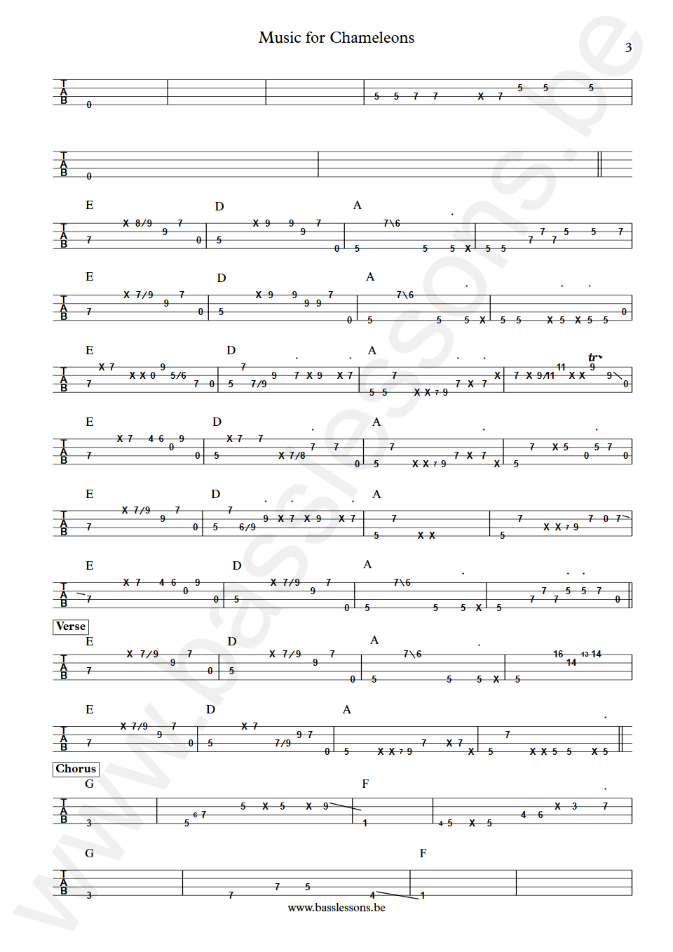Gary Numan Music for Chameleons Pino Palladino Bass Tabs part 3