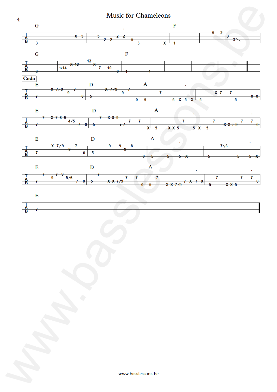 Gary Numan Music for Chameleons Pino Palladino Bass Tabs part 4
