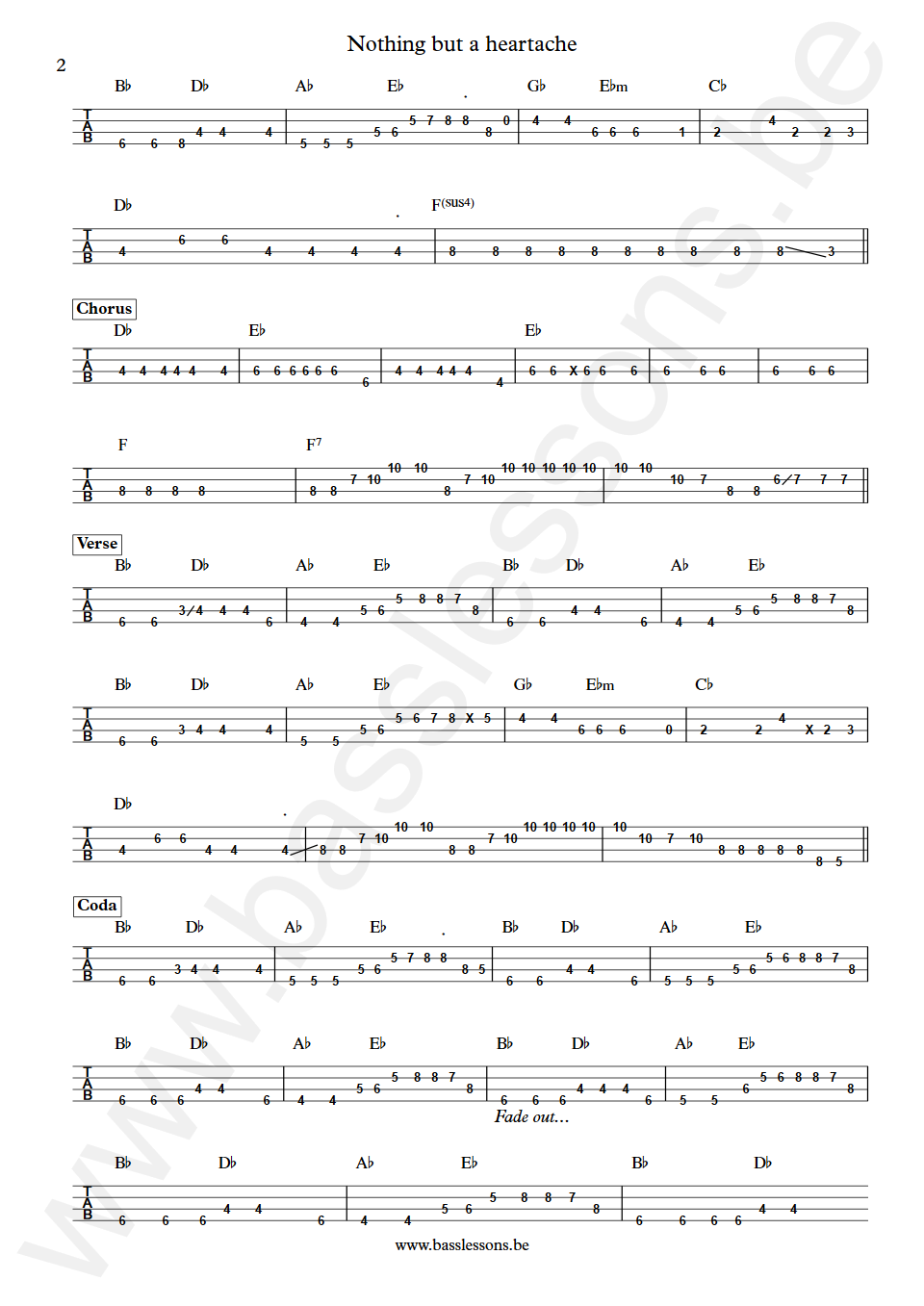 The Flirtations Nothing but a heartache Bass Tab part 2
